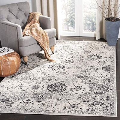 Safavieh Distressed Teppich für Wohnzimmer, Esszimmer, Schlafzimmer Madison Collection, Kurzer Flor, Silber und Grau, 122 X 183 cm Safavieh Distressed Teppich für Wohnzimmer, Esszimmer, Schlafzimmer Madison Collection, Kurzer Flor, Silber und Grau, 122 X 183 cm