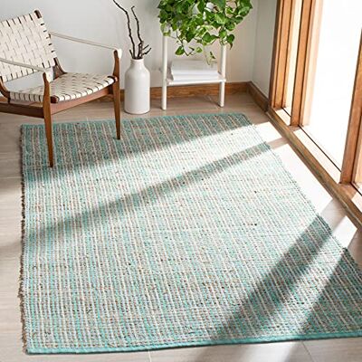 Safavieh Zeitgenössische Teppich für Wohnzimmer, Esszimmer, Schlafzimmer Cape Cod Collection, Kurzer Flor, Grün, 152 X 244 cm Safavieh Zeitgenössische Teppich für Wohnzimmer, Esszimmer, Schlafzimmer Cape Cod Collection, Kurzer Flor, Grün, 152 X 244 cm