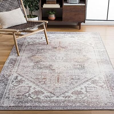 SAFAVIEH Traditionell Teppich für Maschinenwaschbar und rutschfest Ideal für stark frequentierte Bereiche Tucson Collection, Kurzer Flor, Beige und Grau, 160 X 230 cm SAFAVIEH Traditionell Teppich für Maschinenwaschbar und rutschfest Ideal für stark frequentierte Bereiche Tucson Collection, Kurzer Flor, Beige und Grau, 160 X 230 cm
