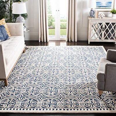 Safavieh Traditionell Teppich für Wohnzimmer, Esszimmer, Schlafzimmer Cambridge Collection, Kurzer Flor, Marineblau und Elfenbein, 244 X 305 cm Safavieh Traditionell Teppich für Wohnzimmer, Esszimmer, Schlafzimmer Cambridge Collection, Kurzer Flor, Marineblau und Elfenbein, 244 X 305 cm