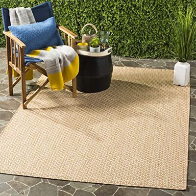 Safavieh Geometrisch Teppich für Drinnen & Draussen Maschinenwaschbar und rutschfest Courtyard Collection, Kurzer Flor, Beige, 120 x 180 cm Safavieh Geometrisch Teppich für Drinnen & Draussen Maschinenwaschbar und rutschfest Courtyard Collection, Kurzer Flor, Beige, 120 x 180 cm