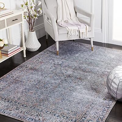 Safavieh Traditionell Teppich für Rug Ideal für stark frequentierte Bereiche Maschinenwaschbar und rutschfest Tucson Collection, Kurzer Flor, in Blau und Beige, 91 X 152 cm Safavieh Traditionell Teppich für Rug Ideal für stark frequentierte Bereiche Maschinenwaschbar und rutschfest Tucson Collection, Kurzer Flor, in Blau und Beige, 91 X 152 cm
