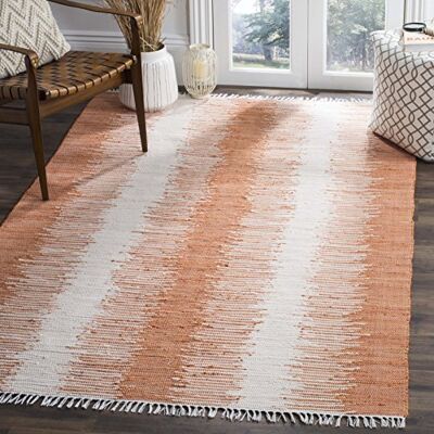 Safavieh Modern Teppich für Wohnzimmer, Esszimmer, Schlafzimmer Montauk Collection, Kurzer Flor, Orange, 152 X 244 cm Safavieh Modern Teppich für Wohnzimmer, Esszimmer, Schlafzimmer Montauk Collection, Kurzer Flor, Orange, 152 X 244 cm