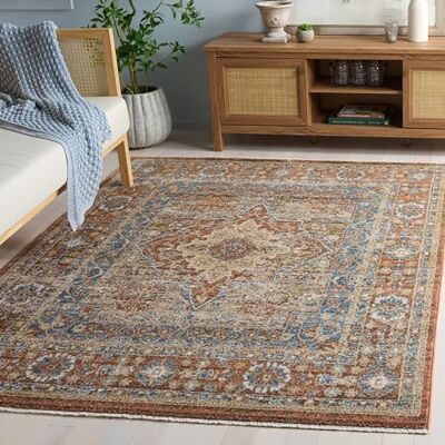 SAFAVIEH Traditionell Distressed Teppich für Wohnzimmer, Esszimmer, Schlafzimmer Bijar Collection, Kurzer Flor, Braun und Rost, 91 X 152 cm SAFAVIEH Traditionell Distressed Teppich für Wohnzimmer, Esszimmer, Schlafzimmer Bijar Collection, Kurzer Flor, Braun und Rost, 91 X 152 cm