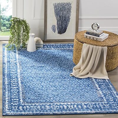 Safavieh Zeitgenössische Teppich für Wohnzimmer, Esszimmer, Schlafzimmer Adirondack Collection, Kurzer Flor, Hellblau und Dunkelblau, 183 X 274 cm Safavieh Zeitgenössische Teppich für Wohnzimmer, Esszimmer, Schlafzimmer Adirondack Collection, Kurzer Flor, Hellblau und Dunkelblau, 183 X 274 cm