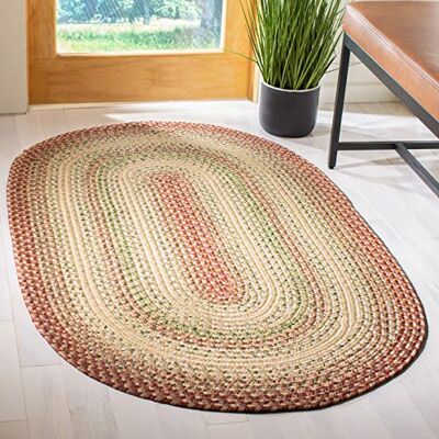 Safavieh Zeitgenössische Teppich für Wohnzimmer, Esszimmer, Schlafzimmer Braided Collection, Kurzer Flor, Rost und Orange, 122 X 183 cm Safavieh Zeitgenössische Teppich für Wohnzimmer, Esszimmer, Schlafzimmer Braided Collection, Kurzer Flor, Rost und Orange, 122 X 183 cm