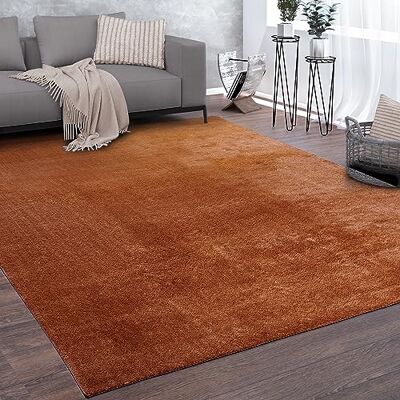 Paco Home Teppich Wohnzimmer Kurzflor Weich rutschfest Modern Einfarbiges Muster Orange, Grösse:80x150 cm Paco Home Teppich Wohnzimmer Kurzflor Weich rutschfest Modern Einfarbiges Muster Orange, Grösse:80x150 cm