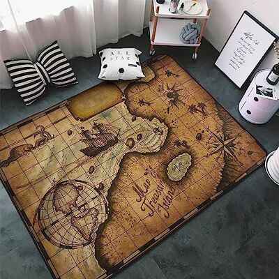 Generic 3D Gedruckter Teppich Vintage Monochrome Piraten-Schatzkarte Wohnzimmer Schlafzimmer Anti Rutsch Carpet Kinder Mädchen Jungen Zimmer Spielen Krabbeln Fußmatten 80 X 120 cm / 31,5 X 47,2 Zoll Generic 3D Gedruckter Teppich Vintage Monochrome Piraten-Schatzkarte Wohnzimmer Schlafzimmer Anti Rutsch Carpet Kinder Mädchen Jungen Zimmer Spielen Krabbeln Fußmatten 80 X 120 cm / 31,5 X 47,2 Zoll
