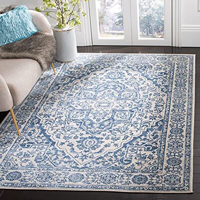 SAFAVIEH Traditionell Teppich für Wohnzimmer, Esszimmer, Schlafzimmer Brentwood Collection, Kurzer Flor, Marineblau und Hellgrau, 160 X 229 cm SAFAVIEH Traditionell Teppich für Wohnzimmer, Esszimmer, Schlafzimmer Brentwood Collection, Kurzer Flor, Marineblau und Hellgrau, 160 X 229 cm