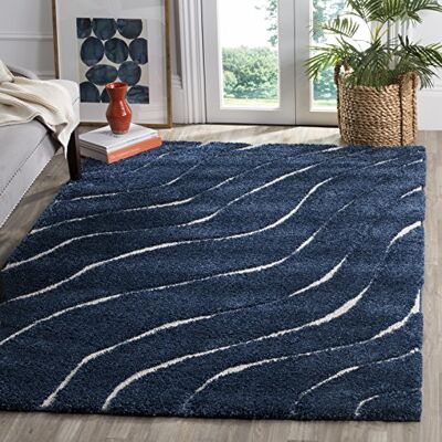 Safavieh - Shag Teppich 120x120 cm - Dunkelblau/Creme - Rug Safavieh - Shag Teppich 120x120 cm - Dunkelblau/Creme - Rug