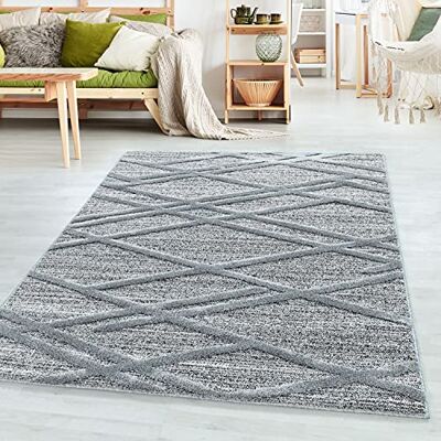 SIMPEX Teppich Rund 160 cm Grau 3D Hoch-Tief Effekt Hochflor Skandi Stil Boho Design Modern Weich Pflegeleicht großer runder Teppich für Wohnzimmer Esszimmer Schlafzimmer SIMPEX Teppich Rund 160 cm Grau 3D Hoch-Tief Effekt Hochflor Skandi Stil Boho Design Modern Weich Pflegeleicht großer runder Teppich für Wohnzimmer Esszimmer Schlafzimmer