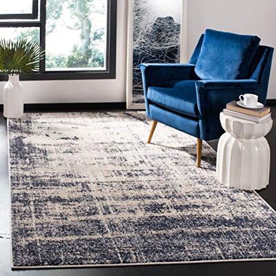 Safavieh Modern Teppich für Wohnzimmer, Esszimmer, Schlafzimmer Adirondack Collection, Kurzer Flor, Gold und Marine, 155 X 229 cm Safavieh Modern Teppich für Wohnzimmer, Esszimmer, Schlafzimmer Adirondack Collection, Kurzer Flor, Gold und Marine, 155 X 229 cm