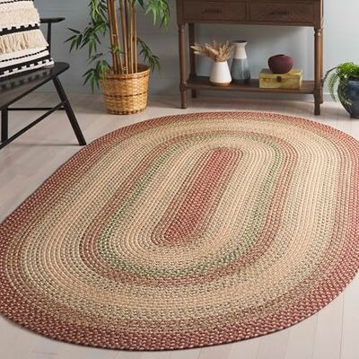 Safavieh Zeitgenössische Teppich für Wohnzimmer, Esszimmer, Schlafzimmer Braided Collection, Kurzer Flor, Rost und Orange, 120 x 180 cm Safavieh Zeitgenössische Teppich für Wohnzimmer, Esszimmer, Schlafzimmer Braided Collection, Kurzer Flor, Rost und Orange, 120 x 180 cm