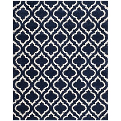 Safavieh Zottelig Teppich für Wohnzimmer, Esszimmer, Schlafzimmer Hudson Shag Collection, Hoher Flor, Marine und Elfenbein, 183 X 274 cm Safavieh Zottelig Teppich für Wohnzimmer, Esszimmer, Schlafzimmer Hudson Shag Collection, Hoher Flor, Marine und Elfenbein, 183 X 274 cm