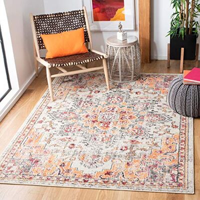 Safavieh Boho Teppich für Wohnzimmer, Esszimmer, Schlafzimmer Madison Collection, Kurzer Flor, Beige und Orange, 91 X 152 cm Safavieh Boho Teppich für Wohnzimmer, Esszimmer, Schlafzimmer Madison Collection, Kurzer Flor, Beige und Orange, 91 X 152 cm