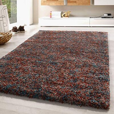 SIMPEX Hochflor Teppich 140x200 cm Terrakotta Shaggy Teppich, Flauschig, Meliert & Pflegeleicht, Jute-Rücken Wohn- & Schlafzimmer geeignet SIMPEX Hochflor Teppich 140x200 cm Terrakotta Shaggy Teppich, Flauschig, Meliert & Pflegeleicht, Jute-Rücken Wohn- & Schlafzimmer geeignet