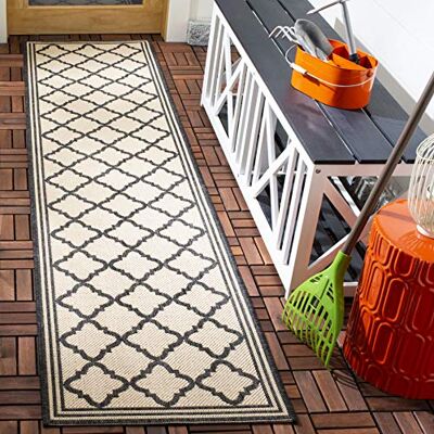 Safavieh Geometrisch Teppich für Wohnzimmer, Esszimmer, Schlafzimmer Beachhouse Collection, Kurzer Flor, Silber und Elfenbein, 79 X 152 cm Safavieh Geometrisch Teppich für Wohnzimmer, Esszimmer, Schlafzimmer Beachhouse Collection, Kurzer Flor, Silber und Elfenbein, 79 X 152 cm