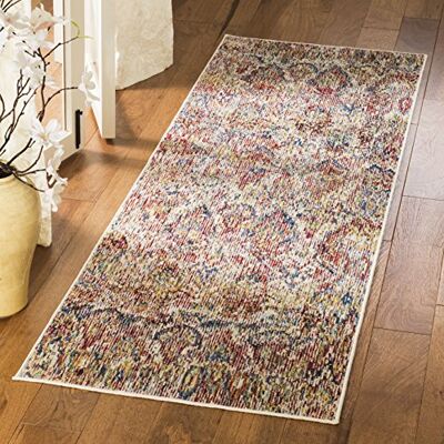Safavieh Traditionell Teppich für Wohnzimmer, Esszimmer, Schlafzimmer Harmony Collection, Kurzer Flor, Hellgrau und Rose, 66 X 213 cm Safavieh Traditionell Teppich für Wohnzimmer, Esszimmer, Schlafzimmer Harmony Collection, Kurzer Flor, Hellgrau und Rose, 66 X 213 cm