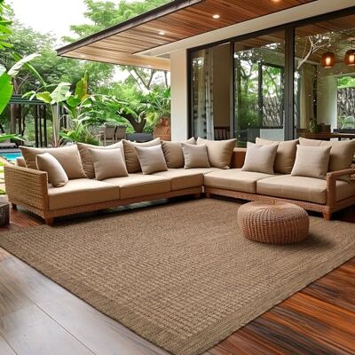 SIMPEX In- & Outdoor Teppich Wetterfest 80 x 150 cm Läufer Braun Flur Waschbar, Wasserfest, Pflegeleicht und Flachgewebe Ideal für Balkon, Garten, Terrasse und als Küchenläufer SIMPEX In- & Outdoor Teppich Wetterfest 80 x 150 cm Läufer Braun Flur Waschbar, Wasserfest, Pflegeleicht und Flachgewebe Ideal für Balkon, Garten, Terrasse und als Küchenläufer