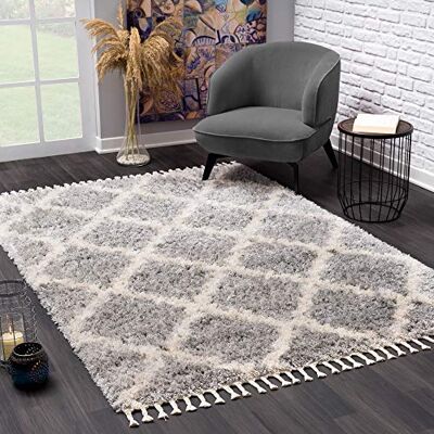 SANAT Versay 1550 Hochflor-Teppich - grau, 80x150 cm, Langflor, Shaggy SANAT Versay 1550 Hochflor-Teppich - grau, 80x150 cm, Langflor, Shaggy