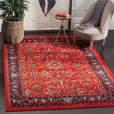 Safavieh Traditionell Teppich für Wohnzimmer, Esszimmer, Schlafzimmer Persian Collection, Kurzer Flor, Orange und Marine, 201 X 274 cm Safavieh Traditionell Teppich für Wohnzimmer, Esszimmer, Schlafzimmer Persian Collection, Kurzer Flor, Orange und Marine, 201 X 274 cm