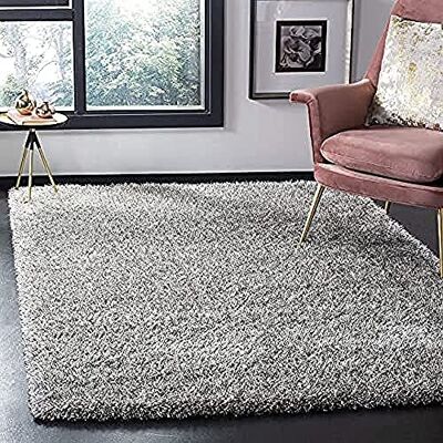 Safavieh Zottelig Teppich für Wohnzimmer, Esszimmer, Schlafzimmer Vancouver Shag Collection, Hoher Flor, Silber, 201 X 201 cm Safavieh Zottelig Teppich für Wohnzimmer, Esszimmer, Schlafzimmer Vancouver Shag Collection, Hoher Flor, Silber, 201 X 201 cm
