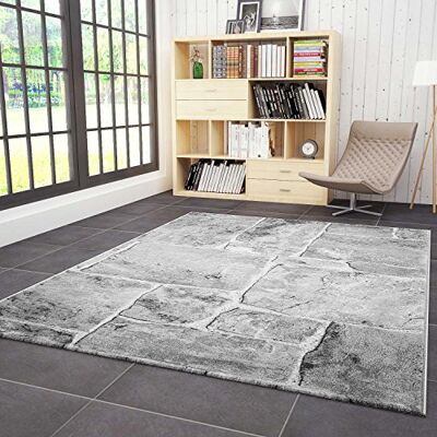 VIMODA Designer Teppich Modern Steinmauer Marmor Optik in Grau, Maße:160 x 230 cm VIMODA Designer Teppich Modern Steinmauer Marmor Optik in Grau, Maße:160 x 230 cm