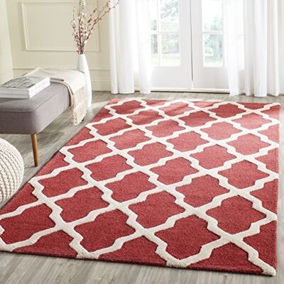 Safavieh Geometrisch Teppich für Wohnzimmer, Esszimmer, Schlafzimmer Cambridge Collection, Kurzer Flor, Rost und Elfenbein, 183 X 274 cm Safavieh Geometrisch Teppich für Wohnzimmer, Esszimmer, Schlafzimmer Cambridge Collection, Kurzer Flor, Rost und Elfenbein, 183 X 274 cm