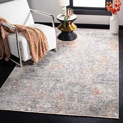 Safavieh Zeitgenössische Teppich für Wohnzimmer, Esszimmer, Schlafzimmer Dream Collection, Kurzer Flor, Grau und Multi, 152 X 244 cm Safavieh Zeitgenössische Teppich für Wohnzimmer, Esszimmer, Schlafzimmer Dream Collection, Kurzer Flor, Grau und Multi, 152 X 244 cm