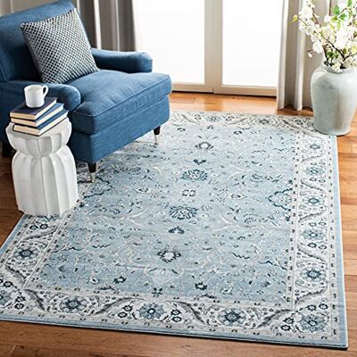 Safavieh Traditionell Teppich für Wohnzimmer, Esszimmer, Schlafzimmer Isabella Collection, Kurzer Flor, Hellblau und Creme, 91 X 152 cm Safavieh Traditionell Teppich für Wohnzimmer, Esszimmer, Schlafzimmer Isabella Collection, Kurzer Flor, Hellblau und Creme, 91 X 152 cm