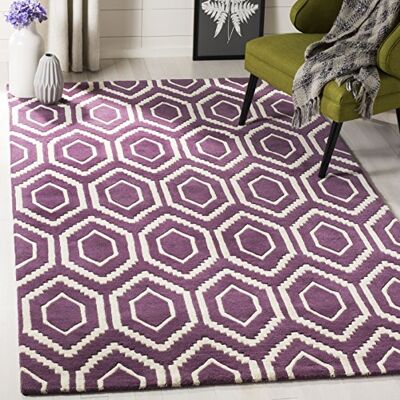 Safavieh Zeitgenössische Teppich für Wohnzimmer, Esszimmer, Schlafzimmer Chatham Collection, Kurzer Flor, Lila und Elfenbein, 152 X 244 cm Safavieh Zeitgenössische Teppich für Wohnzimmer, Esszimmer, Schlafzimmer Chatham Collection, Kurzer Flor, Lila und Elfenbein, 152 X 244 cm