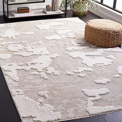 Safavieh Zeitgenössische Teppich für Wohnzimmer, Esszimmer, Schlafzimmer Trends Collection, Mittlerer Stapel, Beige und Elfenbein, 122 X 183 cm Safavieh Zeitgenössische Teppich für Wohnzimmer, Esszimmer, Schlafzimmer Trends Collection, Mittlerer Stapel, Beige und Elfenbein, 122 X 183 cm