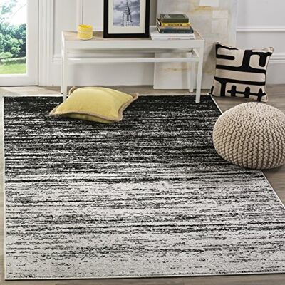 Safavieh Modern Teppich für Wohnzimmer, Esszimmer, Schlafzimmer Adirondack Collection, Kurzer Flor, Silber und Schwarz, 155 X 229 cm Safavieh Modern Teppich für Wohnzimmer, Esszimmer, Schlafzimmer Adirondack Collection, Kurzer Flor, Silber und Schwarz, 155 X 229 cm