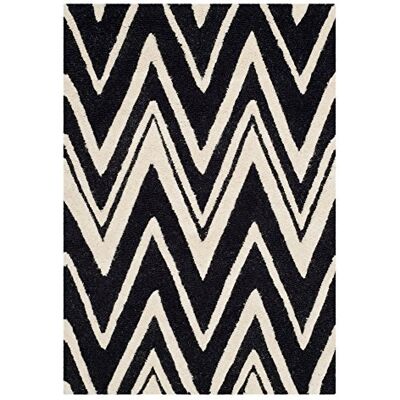 Safavieh Modern Teppich für Wohnzimmer, Esszimmer, Schlafzimmer Cambridge Collection, Kurzer Flor, Schwarz und Elfenbein, 122 X 183 cm Safavieh Modern Teppich für Wohnzimmer, Esszimmer, Schlafzimmer Cambridge Collection, Kurzer Flor, Schwarz und Elfenbein, 122 X 183 cm