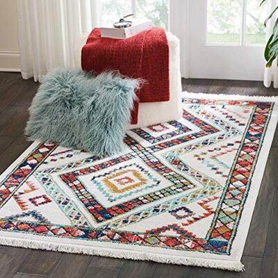 Rugs Direct Nourison Teppich Mondrian Teppich, weiß, mittel Rugs Direct Nourison Teppich Mondrian Teppich, weiß, mittel