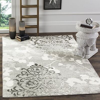 Safavieh Modern Teppich für Wohnzimmer, Esszimmer, Schlafzimmer Adirondack Collection, Kurzer Flor, Silber und Elfenbein, 155 X 229 cm Safavieh Modern Teppich für Wohnzimmer, Esszimmer, Schlafzimmer Adirondack Collection, Kurzer Flor, Silber und Elfenbein, 155 X 229 cm
