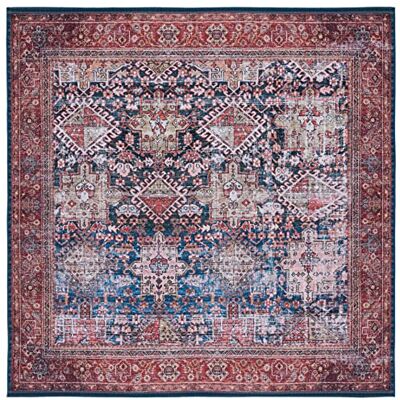 Safavieh Traditionell Teppich für Rug Ideal für stark frequentierte Bereiche Maschinenwaschbar und rutschfest Tucson Collection, Kurzer Flor, in Marine und Rost, 183 X 183 cm Safavieh Traditionell Teppich für Rug Ideal für stark frequentierte Bereiche Maschinenwaschbar und rutschfest Tucson Collection, Kurzer Flor, in Marine und Rost, 183 X 183 cm