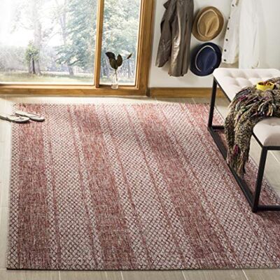 Safavieh Zeitgenössische Teppich für Wohnzimmer, Esszimmer, Schlafzimmer Courtyard Collection, Kurzer Flor, Hellbeige und Terrakotta, 201 X 290 cm Safavieh Zeitgenössische Teppich für Wohnzimmer, Esszimmer, Schlafzimmer Courtyard Collection, Kurzer Flor, Hellbeige und Terrakotta, 201 X 290 cm