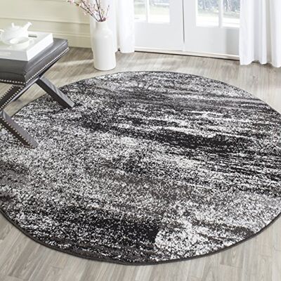 Safavieh Runder Teppich 91 cm Rund Adirondack Collection Modern Design, Silber & Schwarz, Pflegeleichte Synthetikmischung, Ideal für Wohnzimmer, Schlafzimmer, Büro Safavieh Runder Teppich 91 cm Rund Adirondack Collection Modern Design, Silber & Schwarz, Pflegeleichte Synthetikmischung, Ideal für Wohnzimmer, Schlafzimmer, Büro