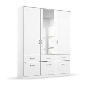 Rauch Möbel Bremen, Kleiderschrank für Schlafzimmer, Wohnzimmer, Kinderzimmer, Flur, Garderobe, 3-türig, mit Spiegel und 6 Schubladen, Farbe Weiß, Breite 136 cm Rauch Möbel Bremen, Kleiderschrank für Schlafzimmer, Wohnzimmer, Kinderzimmer, Flur, Garderobe, 3-türig, mit Spiegel und 6 Schubladen, Farbe Weiß, Breite 136 cm