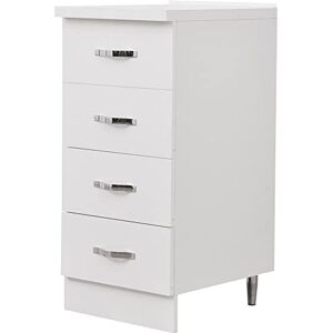 Shally Dogan Kommode für Küche, mit 4 Schubladen, Kommode mit Rahmen aus massivem und langlebigem Holz, Organizer in Weiß, Maße 40 x 50 x 85 cm Shally Dogan Kommode für Küche, mit 4 Schubladen, Kommode mit Rahmen aus massivem und langlebigem Holz, Organizer in Weiß, Maße 40 x 50 x 85 cm