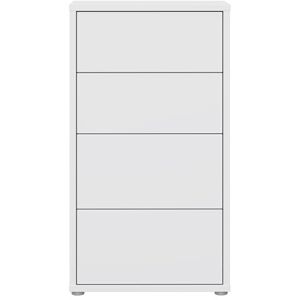 Forte Alice Springs Kommode 50 60, Moderne Kommode mit 4 Schubladen, Schlafzimmer, Wohnzimmer, Holzwerkstoff, Weiß, 54,5 cm breit x 99,1 cm hoch x 34,9 cm tief Forte Alice Springs Kommode 50 60, Moderne Kommode mit 4 Schubladen, Schlafzimmer, Wohnzimmer, Holzwerkstoff, Weiß, 54,5 cm breit x 99,1 cm hoch x 34,9 cm tief