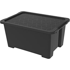 Rotho Evo Easy Aufbewahrungsbox 44l mit Deckel, Kunststoff (PP recycelt), schwarz, 44l (58.5 x 39.0 x 27.9 cm) Rotho Evo Easy Aufbewahrungsbox 44l mit Deckel, Kunststoff (PP recycelt), schwarz, 44l (58.5 x 39.0 x 27.9 cm)