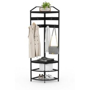 GarveeLife Garderobenständer Freistehender Kleiderständer Mit 6 Beweglichen Haken Garderobe Mit Aufbewahrungsregal Und Schuhregal Für Flur, Schlafzimmer GarveeLife Garderobenständer Freistehender Kleiderständer Mit 6 Beweglichen Haken Garderobe Mit Aufbewahrungsregal Und Schuhregal Für Flur, Schlafzimmer