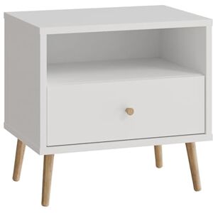 Forte HARLLSON Nachtschrank 60, Mid-Century-Modern Stil, leichte Montage Dank EasyKlix by , 1 Schublade und 1 Ablage, Holzwerkstoff, Weiß, 59,8 cm breit x 57,7 cm hoch x 41,5 cm tief Forte HARLLSON Nachtschrank 60, Mid-Century-Modern Stil, leichte Montage Dank EasyKlix by , 1 Schublade und 1 Ablage, Holzwerkstoff, Weiß, 59,8 cm breit x 57,7 cm hoch x 41,5 cm tief