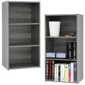 Iris Ohyama , Aufbewahrungsmöbel, Set mit 2 Holzregalen mit Türen, Design, Modular, Büro, Schlafzimmer, Wohnzimmer MDB-3 Eiche Grau Iris Ohyama , Aufbewahrungsmöbel, Set mit 2 Holzregalen mit Türen, Design, Modular, Büro, Schlafzimmer, Wohnzimmer MDB-3 Eiche Grau