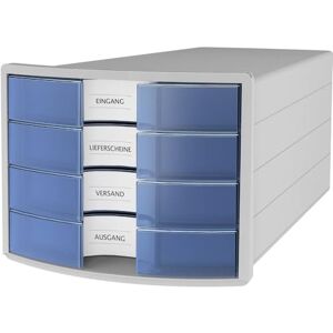 HAN Schubladenbox IMPULS 2.0 mit 4 geschlossenen Schubladen für DIN A4/C4 inkl. Beschriftungsschilder, Auszugsperre, möbelschonende Gummifüße, premium Qualität, 1012-64, lichtgrau/transluzent-blau HAN Schubladenbox IMPULS 2.0 mit 4 geschlossenen Schubladen für DIN A4/C4 inkl. Beschriftungsschilder, Auszugsperre, möbelschonende Gummifüße, premium Qualität, 1012-64, lichtgrau/transluzent-blau