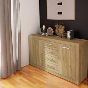 Forte BACCIO Kommode 150, modernes Sideboard für Wohn-/Schlafzimmer, 2-türig, 4 Schubladen, Holzwerkstoff, Mauvella Eiche Holzdekor, 152,7 cm breit x 85,5 cm hoch x 41 cm tief Forte BACCIO Kommode 150, modernes Sideboard für Wohn-/Schlafzimmer, 2-türig, 4 Schubladen, Holzwerkstoff, Mauvella Eiche Holzdekor, 152,7 cm breit x 85,5 cm hoch x 41 cm tief