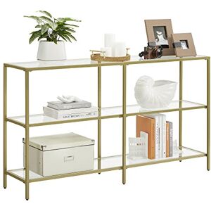 VASAGLE Konsolentisch, Regal, 3 Ablagen aus Hartglas, Flurtisch, 30 x 130 x 73 cm, Metallrahmen, modern, für Flur, Wohnzimmer, Schlafzimmer, goldfarben-transparent LGT024A01 VASAGLE Konsolentisch, Regal, 3 Ablagen aus Hartglas, Flurtisch, 30 x 130 x 73 cm, Metallrahmen, modern, für Flur, Wohnzimmer, Schlafzimmer, goldfarben-transparent LGT024A01