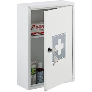 Relaxdays Medizinschrank, abschließbar, 2 Fächer, HxBxT: 32x21,5x8 cm, für Medikamente, Arzneischrank hängend, weiß/grau Relaxdays Medizinschrank, abschließbar, 2 Fächer, HxBxT: 32x21,5x8 cm, für Medikamente, Arzneischrank hängend, weiß/grau